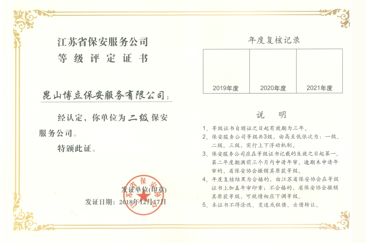 江苏省二级保安服务公司